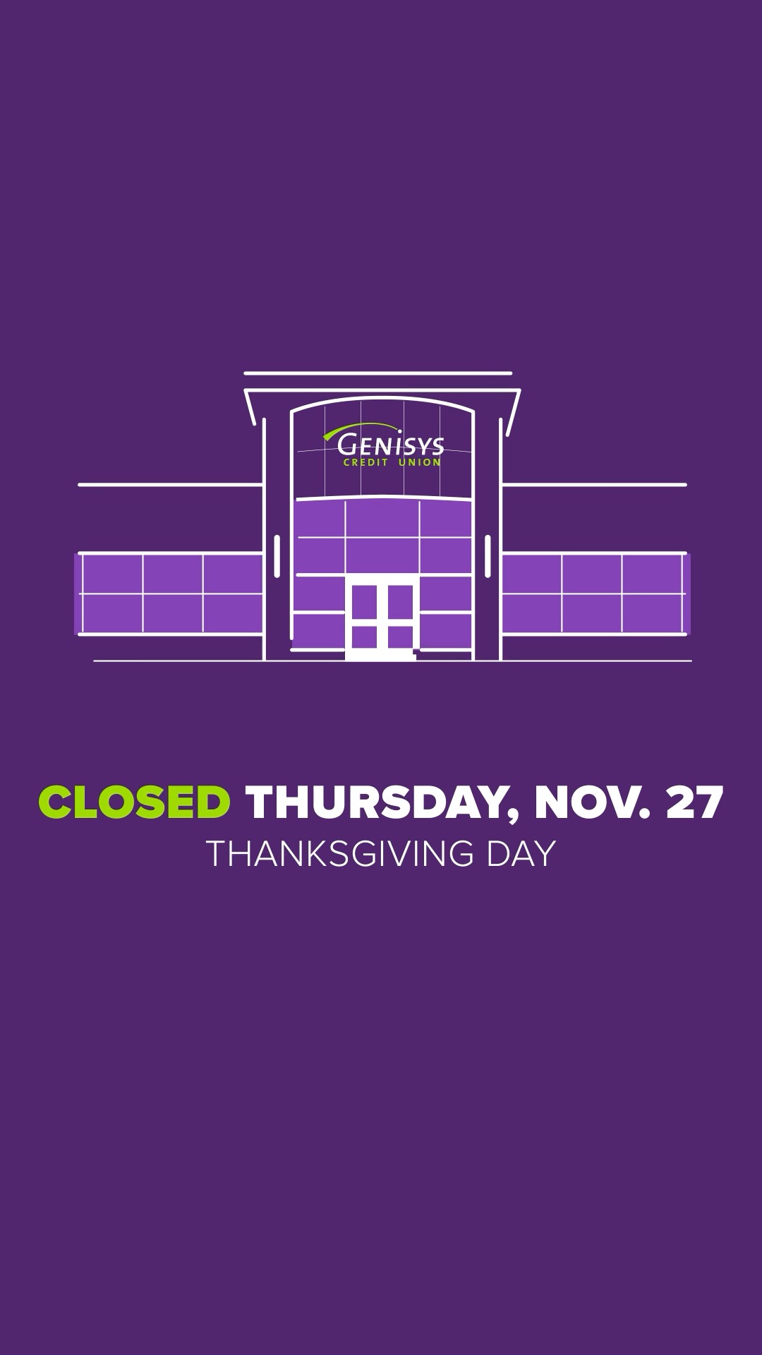 We will be closed Thursday, 11/27 for Thanksgiving